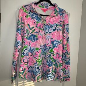 Lilly Pulitzer Pink and Blue Floral quarter zip